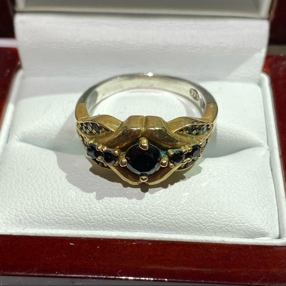 Gold Sterling Silver Vintage Sapphire Vintage SIZE 7 - Picture 8 of 17